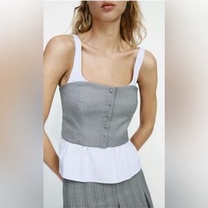 Sincerely Jules Striped Gray Bustier Corset Combination Top